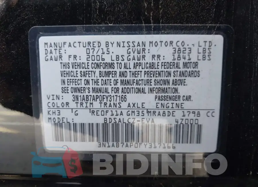 3N1AB7AP0FY317166 Photo# 9