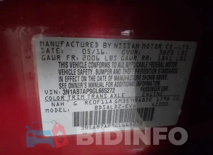 3N1AB7AP9GL665272 Photo# 9