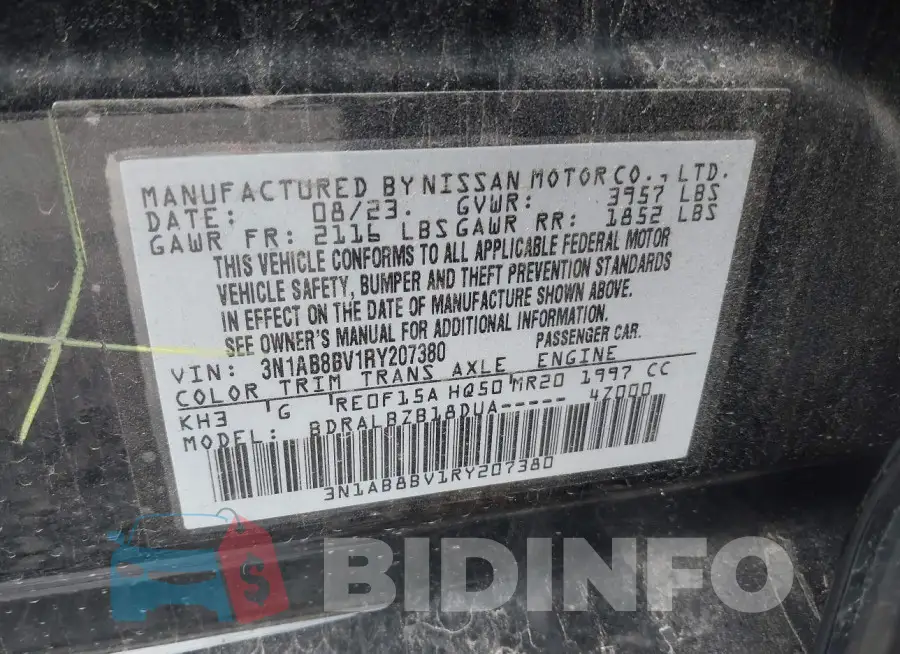 3N1AB8BV1RY207380 Photo# 9