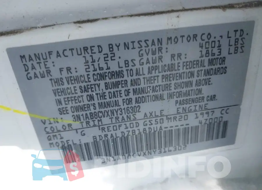 3N1AB8CVXNY316302 Photo# 9