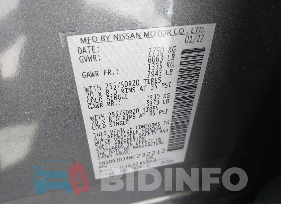 5N1DR3DJ4NC232212 Photo# 9