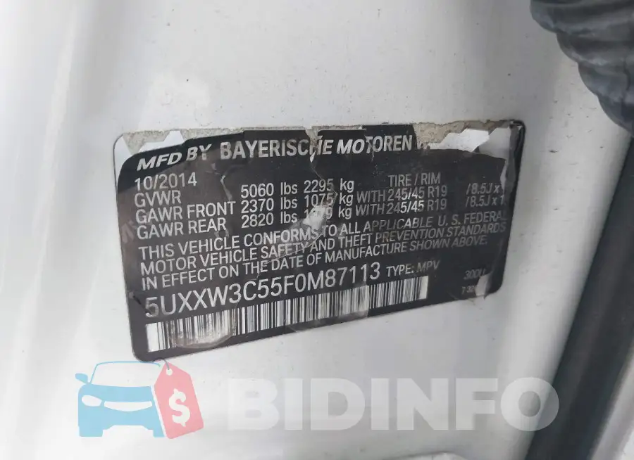 5UXXW3C55F0M87113 Photo# 9