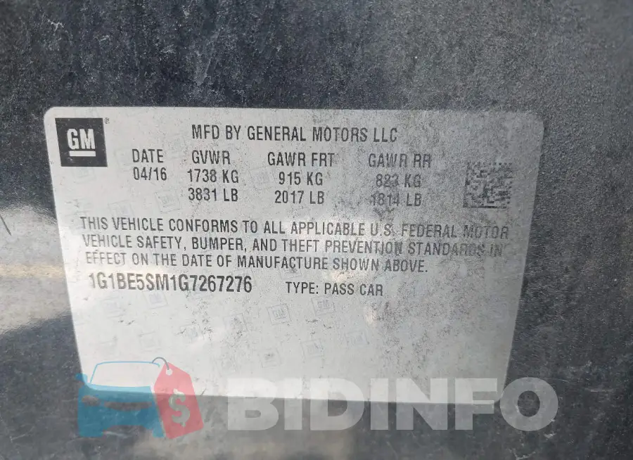 1G1BE5SM1G7267276 Photo# 9