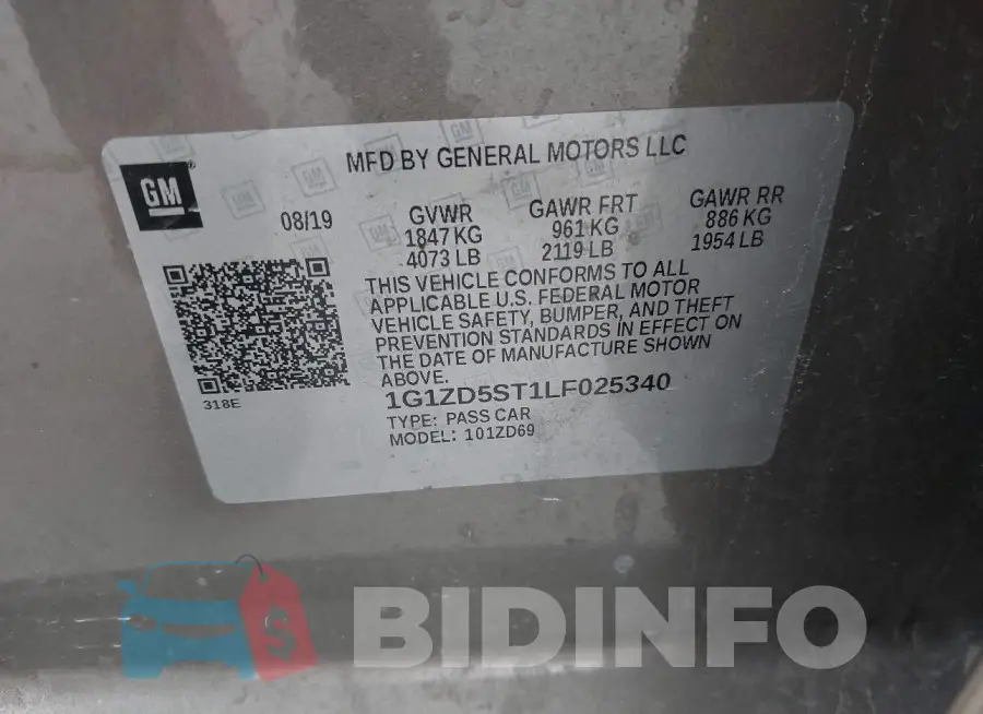 1G1ZD5ST1LF025340 Photo# 9