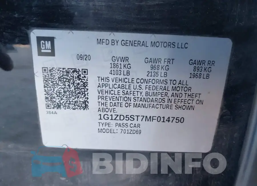 1G1ZD5ST7MF014750 Photo# 9