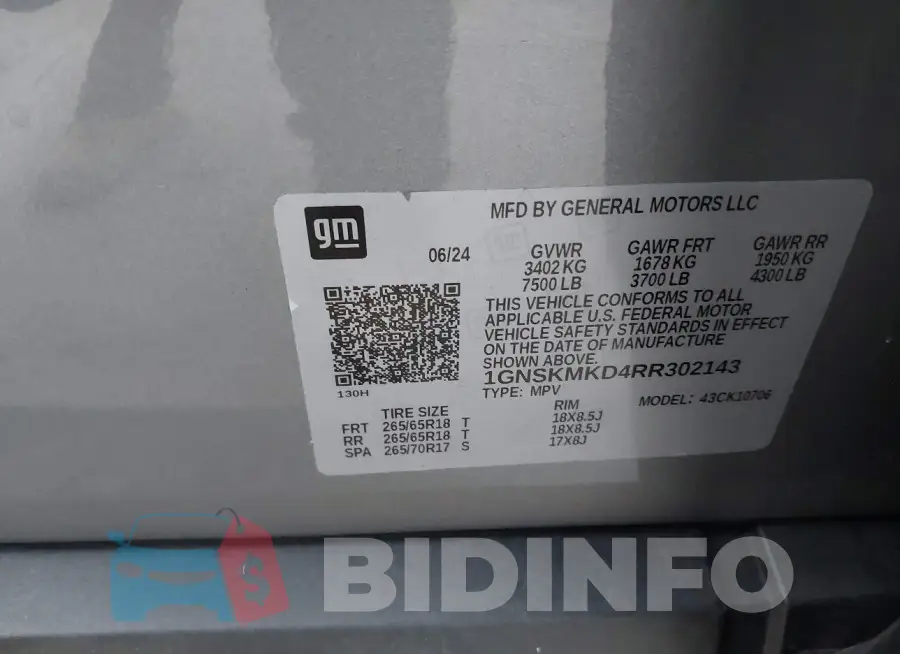 1GNSKMKD4RR302143 Photo# 9