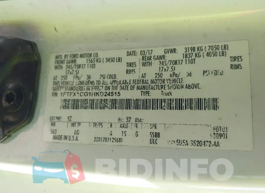 1FTFX1CG1HKD24515 Photo# 9