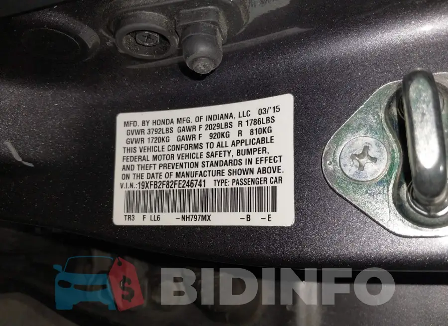 19XFB2F82FE246741 Photo# 9