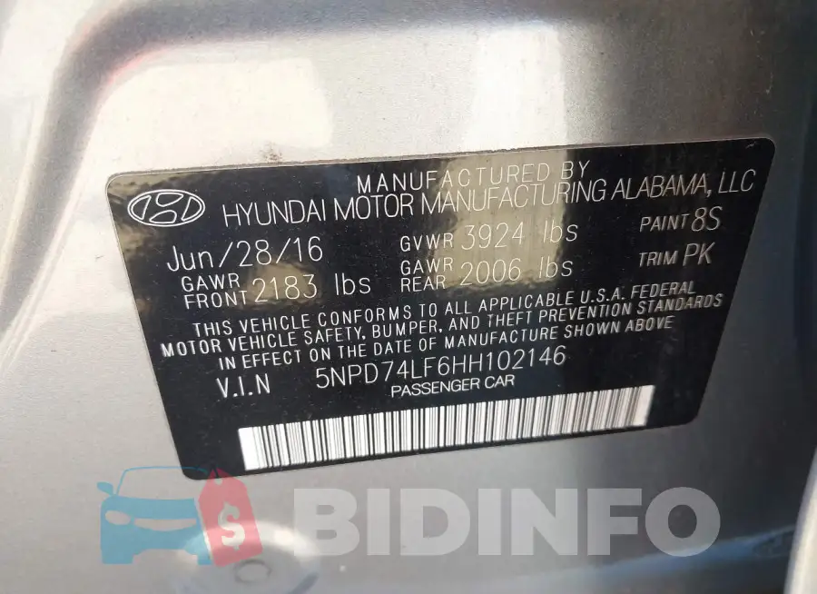5NPD74LF6HH102146 Photo# 9