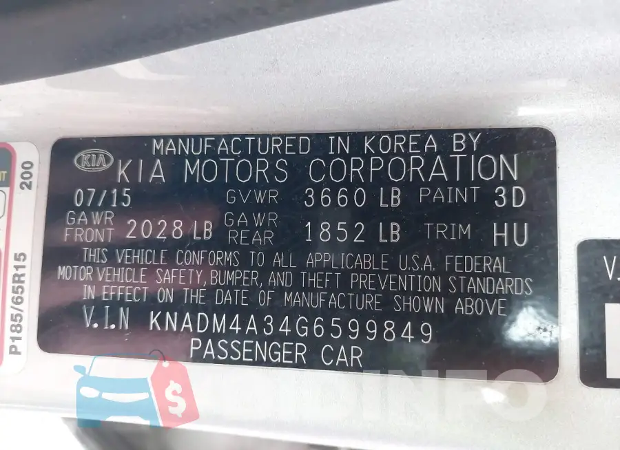 KNADM4A34G6599849 Photo# 9