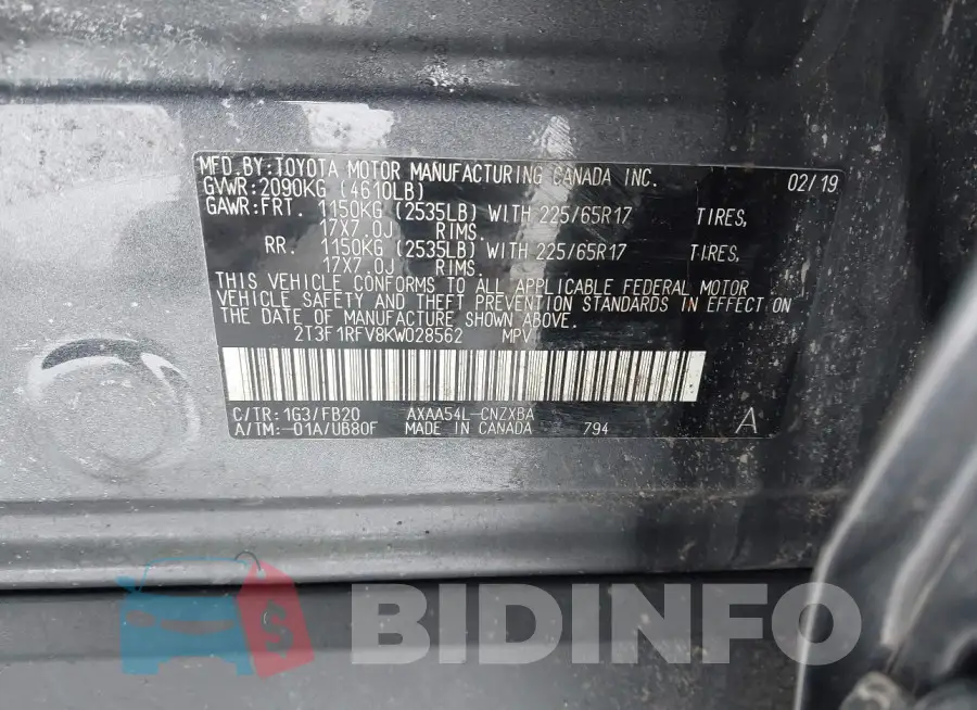 2T3F1RFV8KW028562 Photo# 9