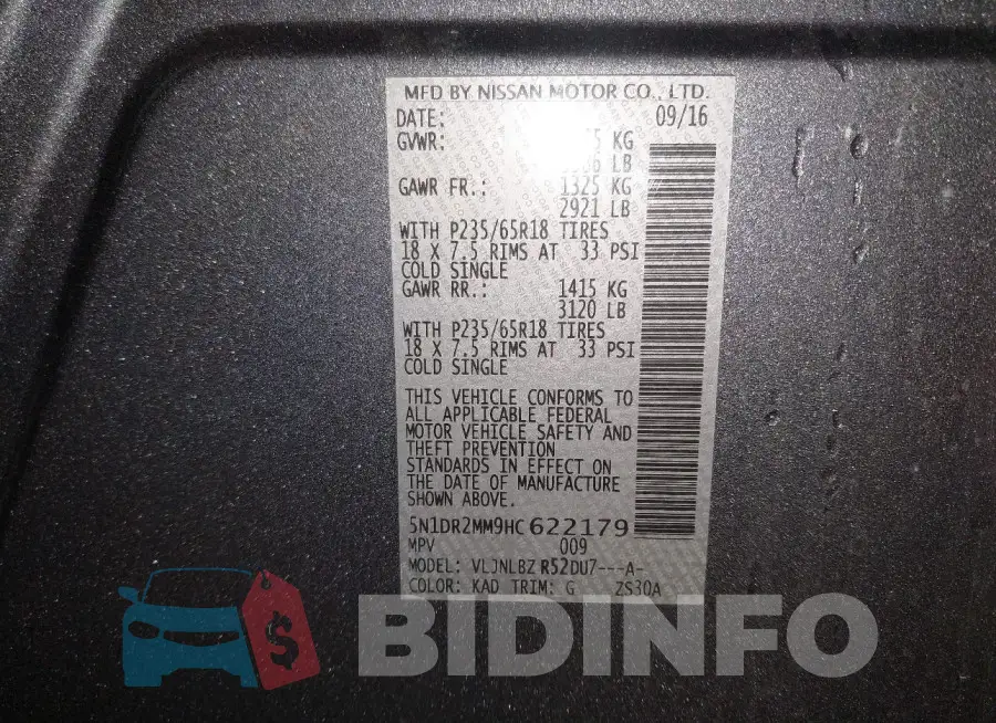5N1DR2MM9HC622179 Photo# 9