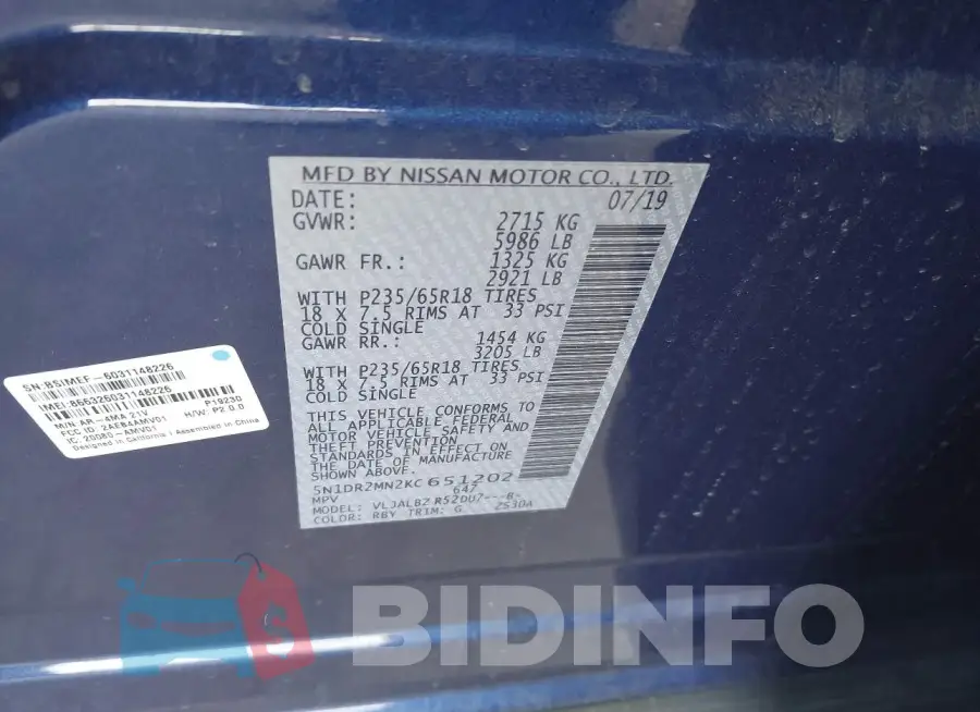 5N1DR2MN2KC651202 Photo# 9