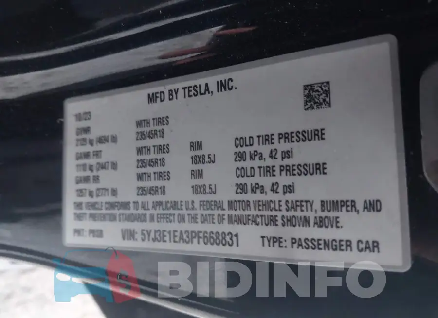 5YJ3E1EA3PF668831 Photo# 9