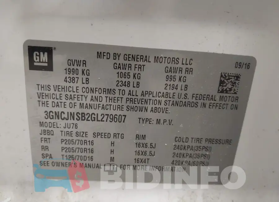 3GNCJNSB2GL279607 Photo# 9