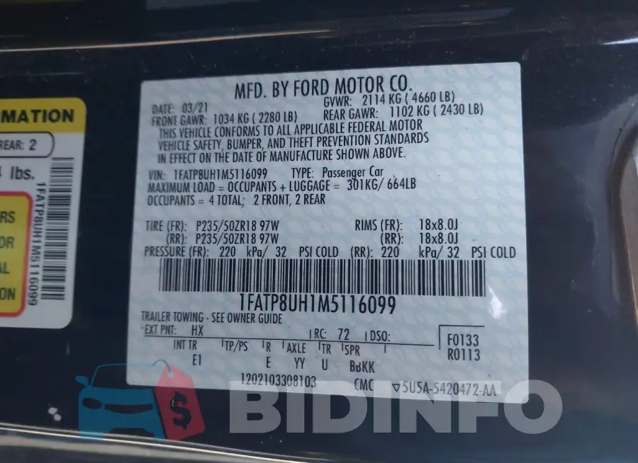 1FATP8UH1M5116099 Photo# 9