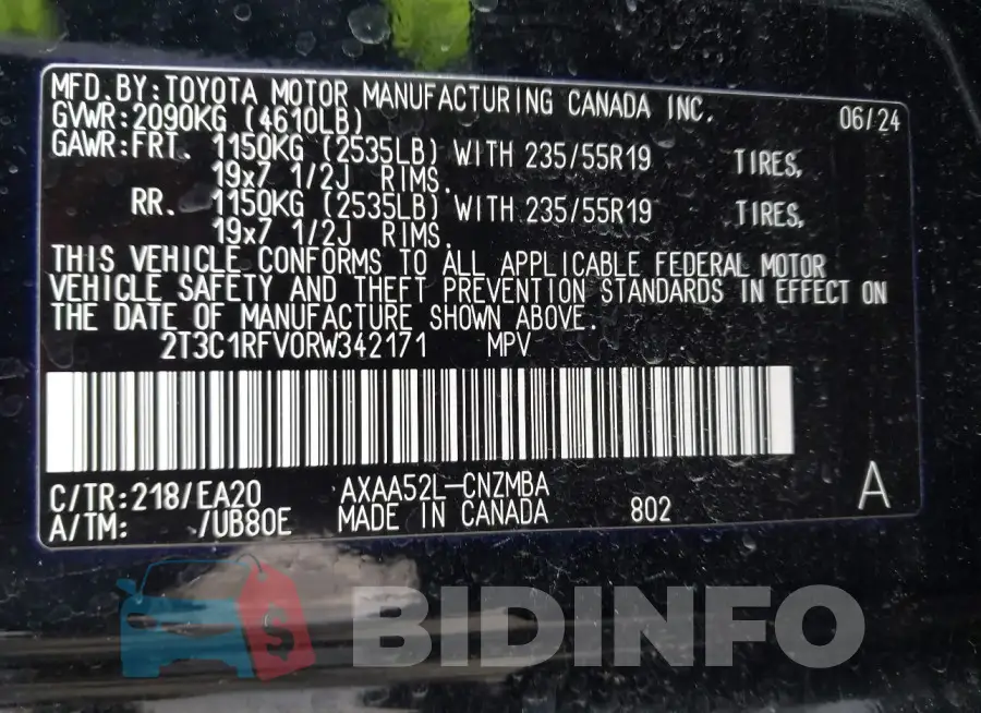 2T3C1RFV0RW342171 Photo# 9