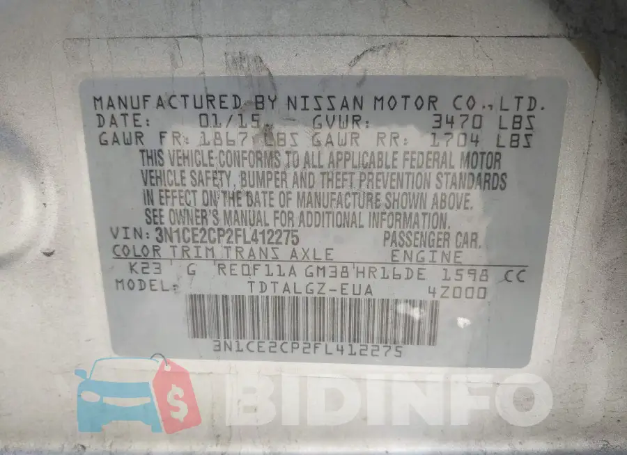 3N1CE2CP2FL412275 Photo# 8