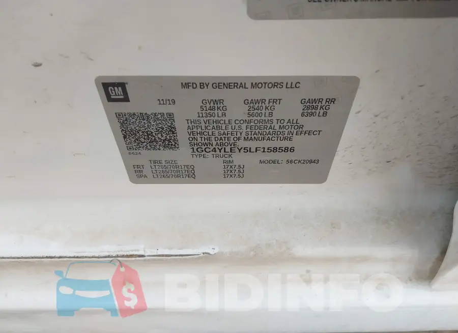 1GC4YLEY5LF158586 Photo# 8
