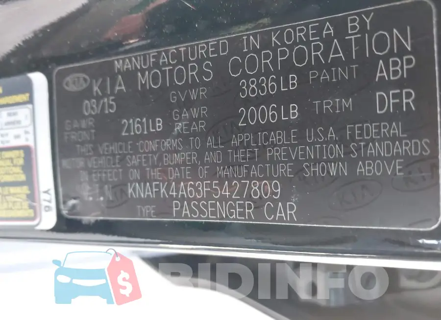 KNAFK4A63F5427809 Photo# 9