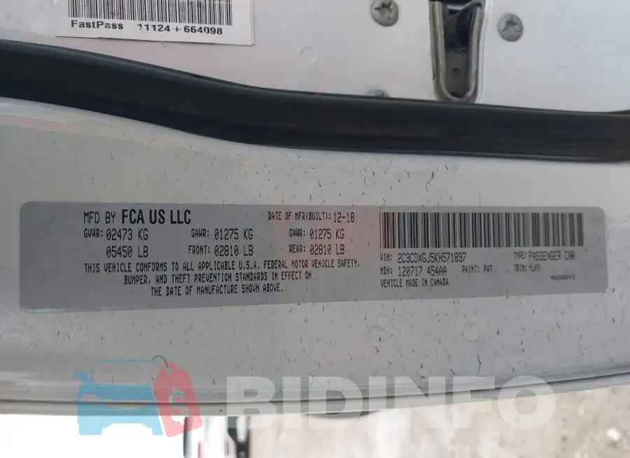 2C3CDXGJ5KH571897 Photo# 9