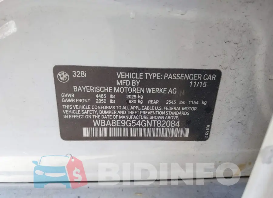 WBA8E9G54GNT82084 Photo# 9
