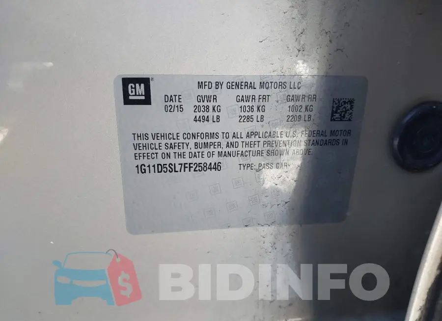 1G11D5SL7FF258446 Photo# 9