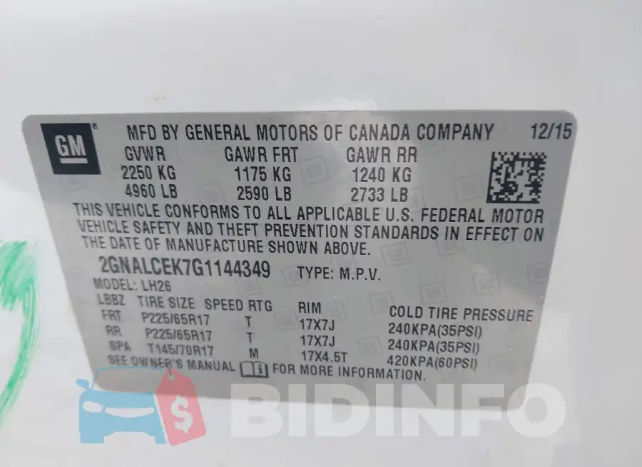 2GNALCEK7G1144349 Photo# 9
