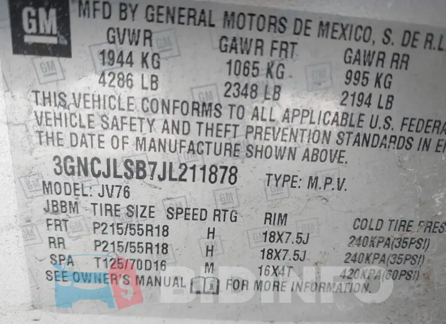 3GNCJLSB7JL211878 Photo# 9