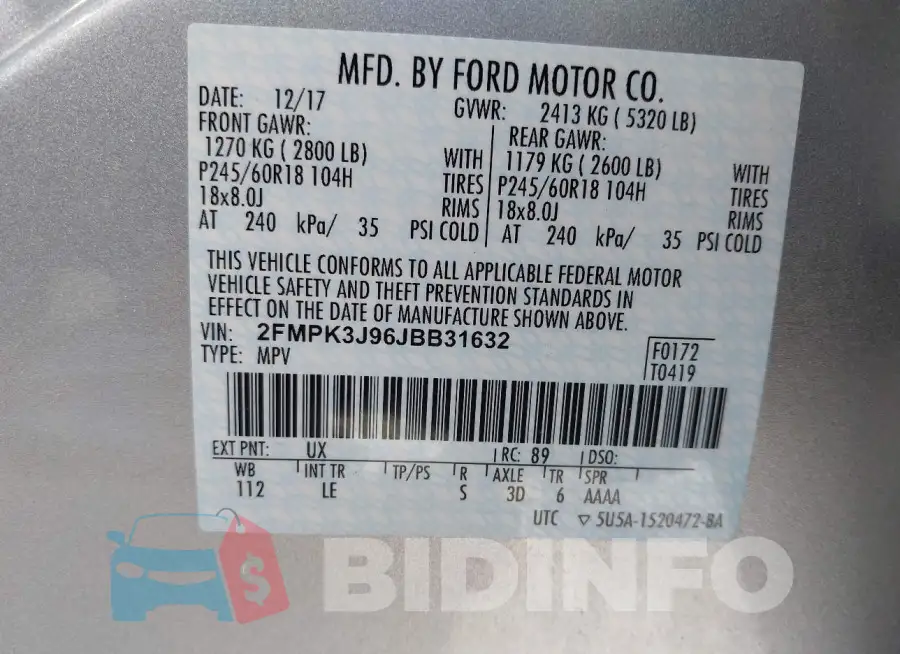 2FMPK3J96JBB31632 Photo# 9