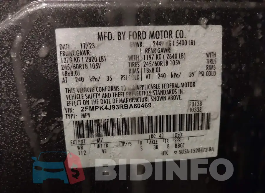 2FMPK4J93RBA60469 Photo# 9