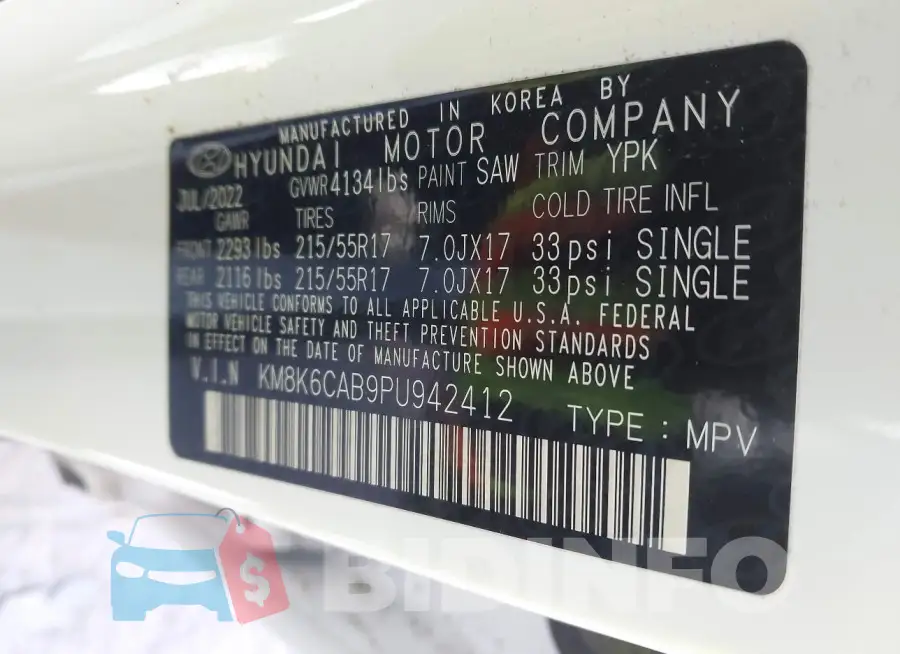 KM8K6CAB9PU942412 Photo# 9
