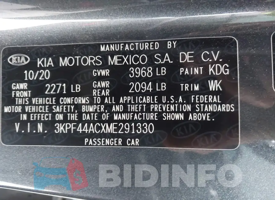 3KPF44ACXME291330 Photo# 9