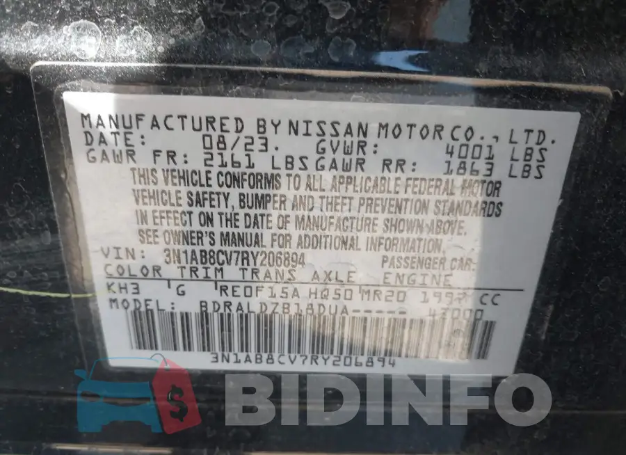 3N1AB8CV7RY206894 Photo# 9