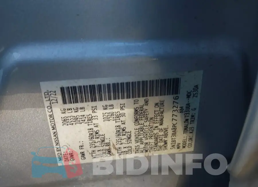 5N1BT3BA8PC773276 Photo# 9