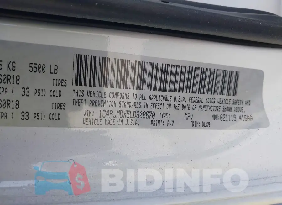 1C4PJMDX5LD608670 Photo# 9