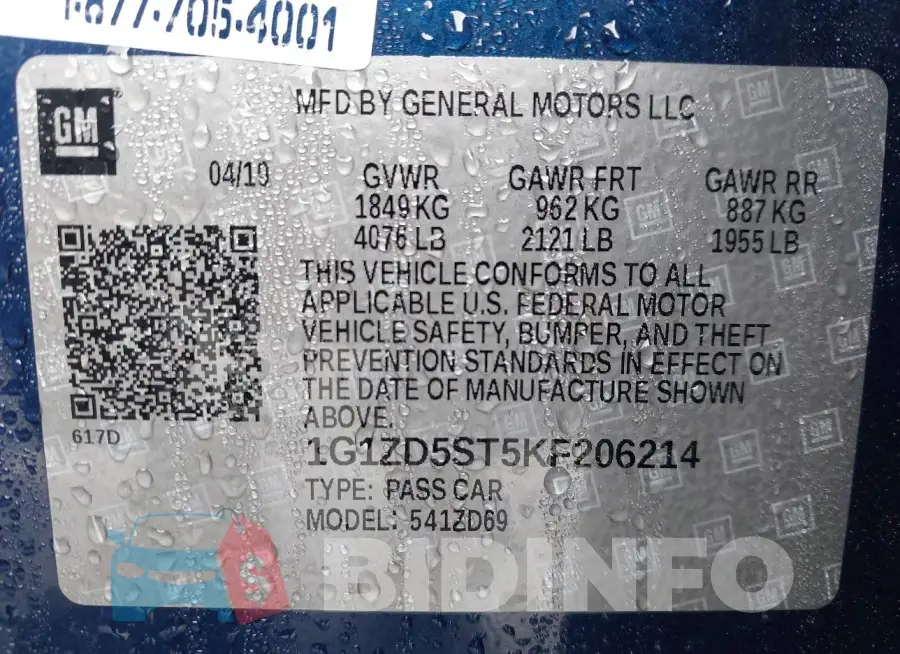1G1ZD5ST5KF206214 Photo# 9
