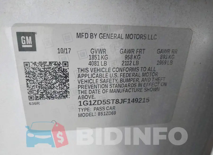 1G1ZD5ST8JF149215 Photo# 9