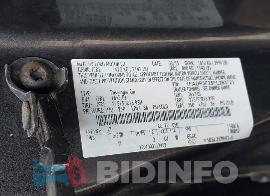 1FADP3F25FL263721 Photo# 9