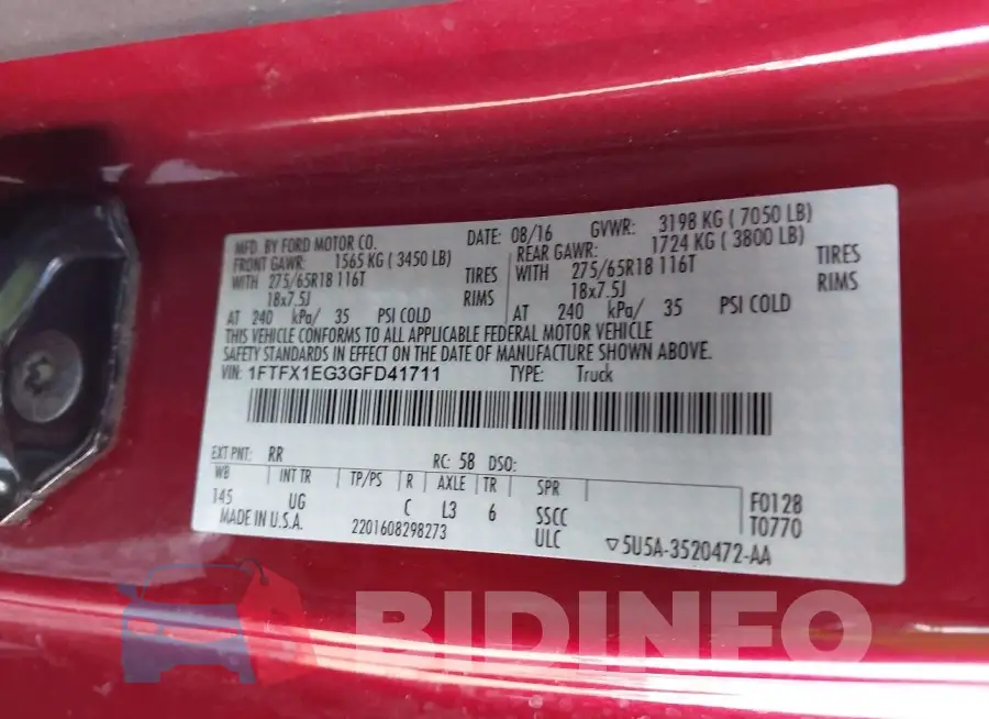 1FTFX1EG3GFD41711 Photo# 9