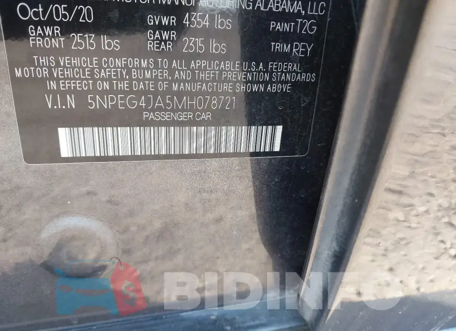 5NPEG4JA5MH078721 Photo# 9