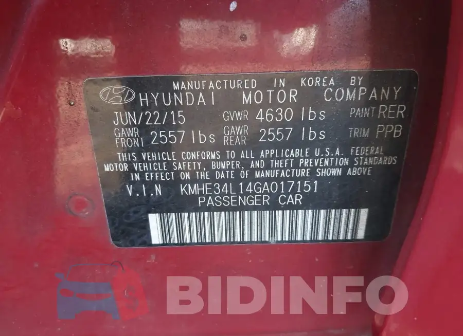 KMHE34L14GA017151 Photo# 9