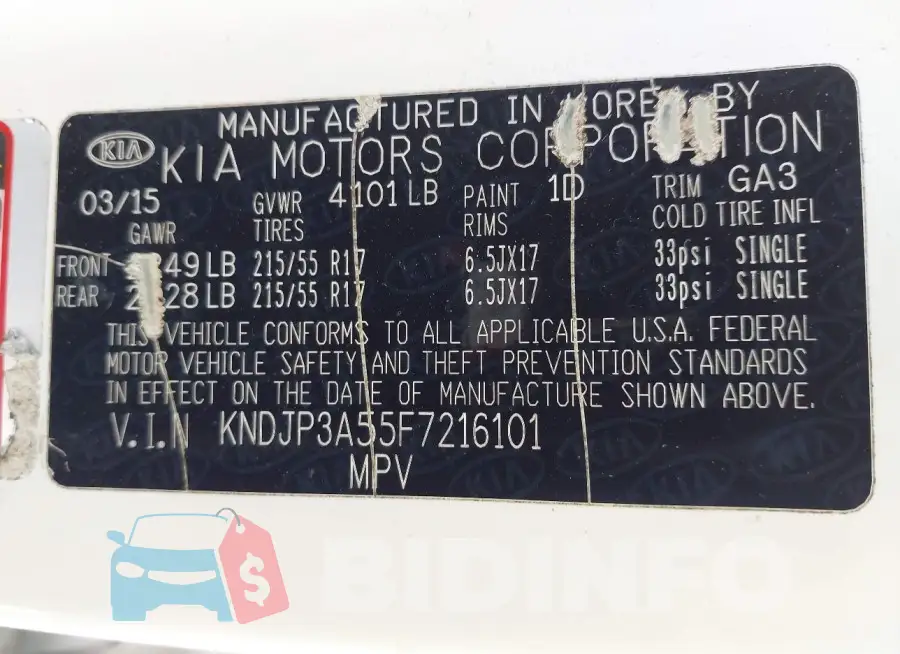 KNDJP3A55F7216101 Photo# 9