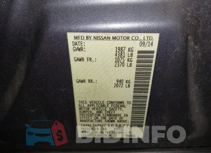 1N4BL3APXFC163877 Photo# 9