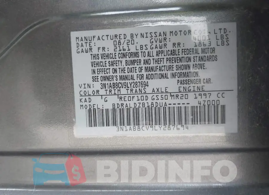 3N1AB8CV9LY287694 Photo# 9