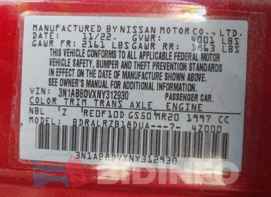 3N1AB8DVXNY312930 Photo# 9