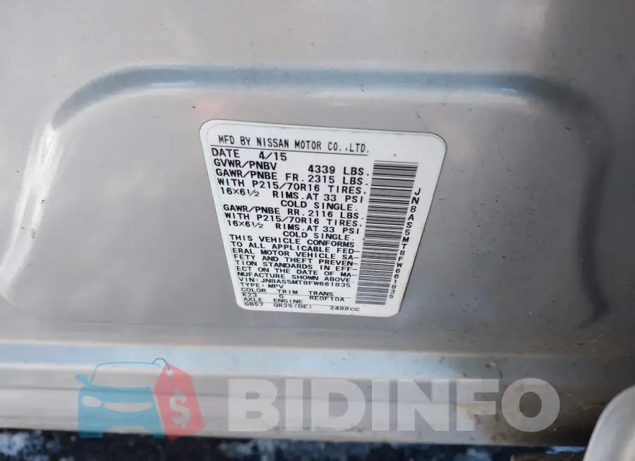 JN8AS5MT8FW661835 Photo# 9