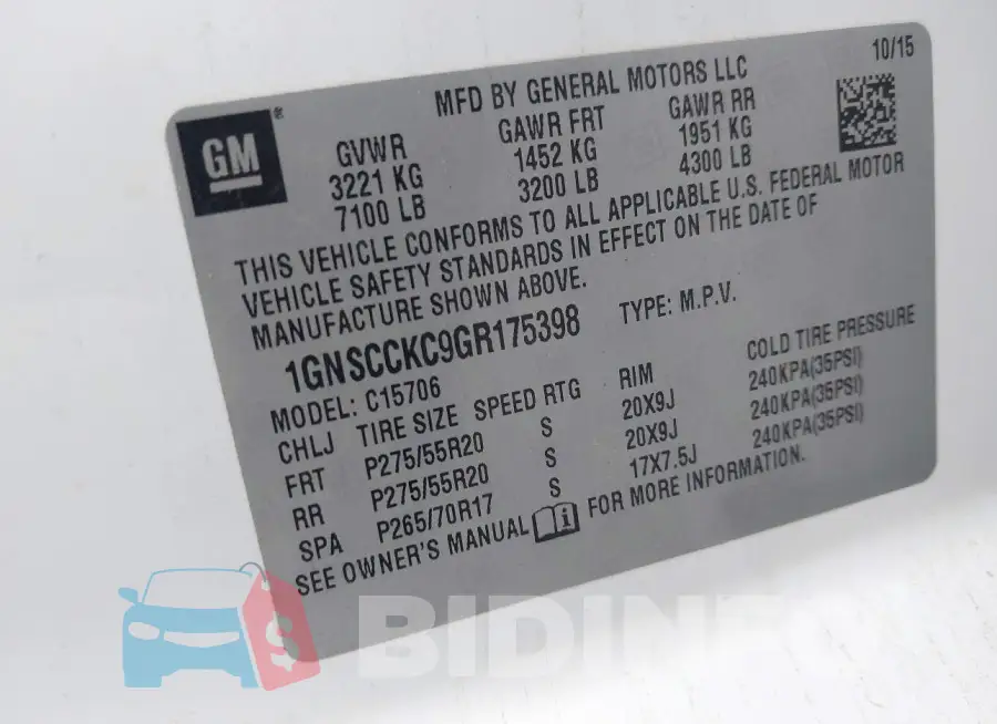 1GNSCCKC9GR175398 Photo# 9