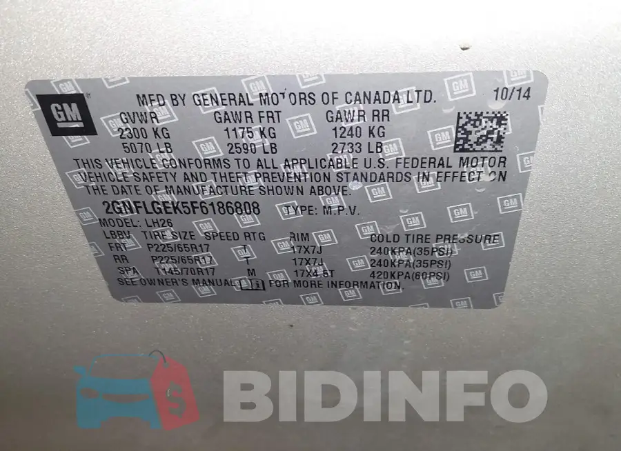2GNFLGEK5F6186808 Photo# 9