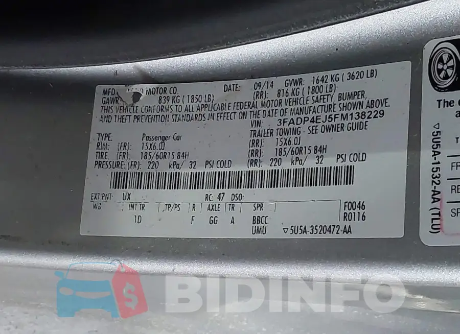 3FADP4EJ5FM138229 Photo# 9